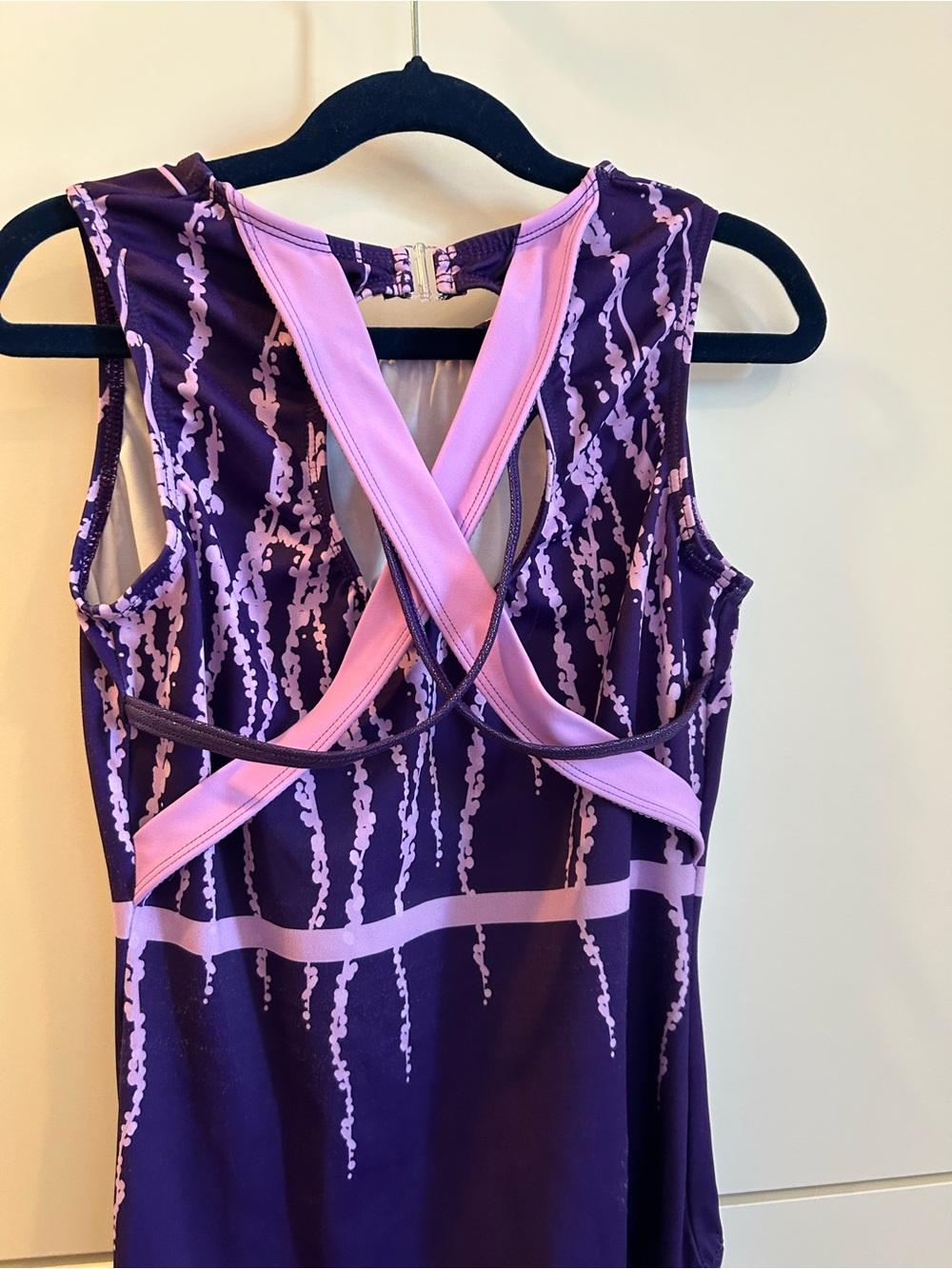 GK Purple Leotard with Pink Pattern and Sequin Accents - Size AM - Picture 6 of 8